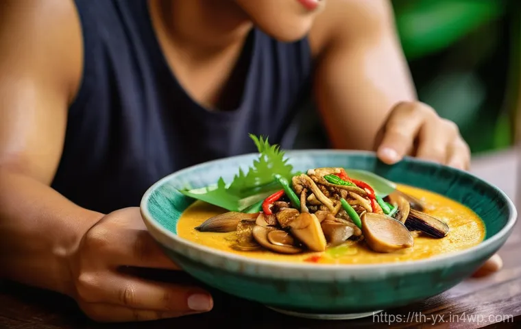 특별한 음식을 찾는 방법 - **Prompt:** A heartfelt interaction between a curious male tourist, in his 30s, and a friendly Thai ...