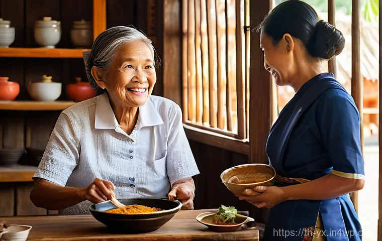 현지 가정에서의 식사 체험하기 - **Communal Home Dining Experience:**
    "A lively and heartwarming image of a diverse group of peop...