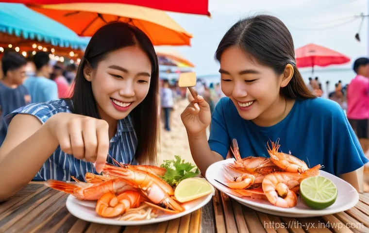 식도락 여행 중 새로운 친구 만들기 - **Prompt:** A vibrant and warm scene inside a bustling, open-air Thai street food eatery in Bangkok,... 식도락 여행 중 새로운 친구 만들기 - **Prompt:** A vibrant and warm scene inside a bustling, open-air Thai street food eatery in Bangkok,...