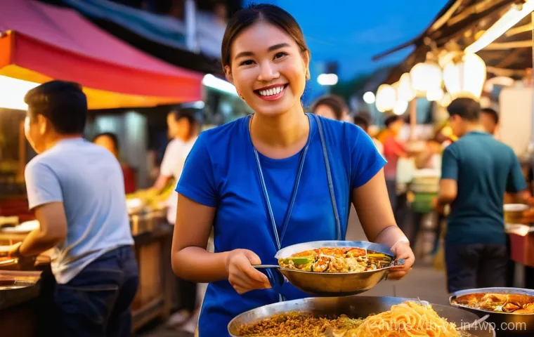 여행 중의 식사 계획 조정하기 - **Vibrant Thai Street Food Market Experience**
    A bustling and colorful Thai street food market c...