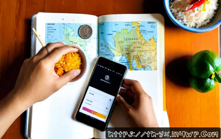 최고의 음식 경험을 위한 계획 세우기 - Photorealistic overhead scene of a Thai food enthusiast planning an exceptional dining day at a clea...